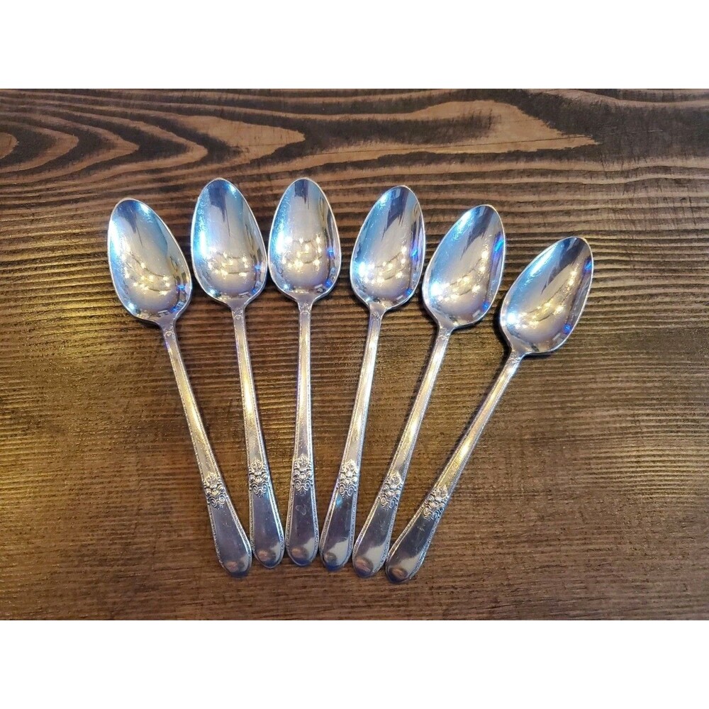 1847 ROGERS BROS 6 "ADORATION" SILVERPLATE 1939 DINNER TEA SPOONS